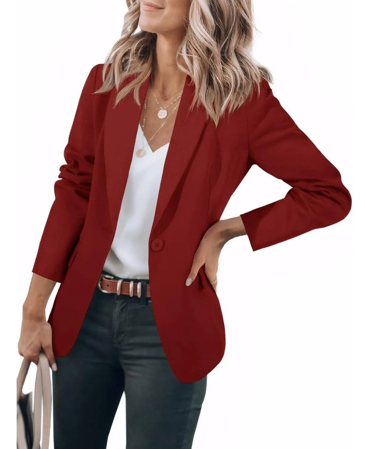 Women's Long Sleeve Solid Color Polo Collar Small Suit Jacket - Image 8
