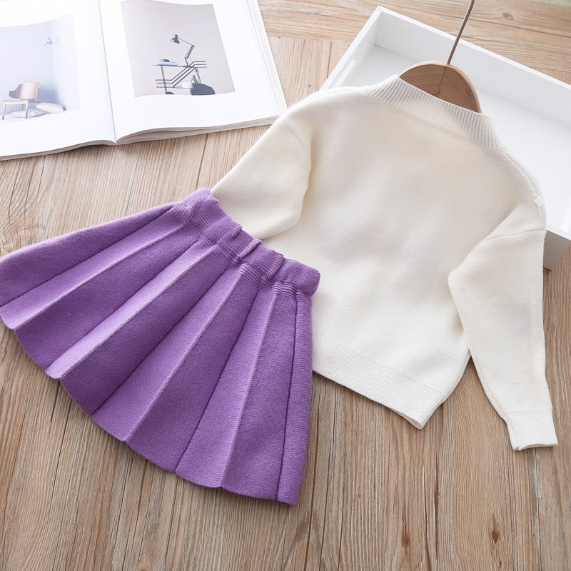 Two-piece Baby Girl Mink Wool Sweater Dress - Image 8