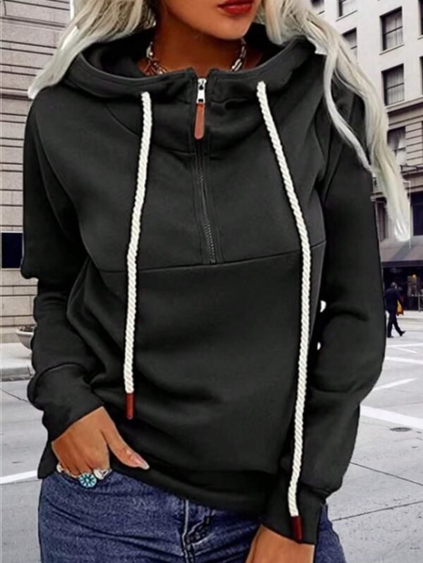 INAWLY Split Collar Zip-Up Hoodie Sweatshirt - Image 5