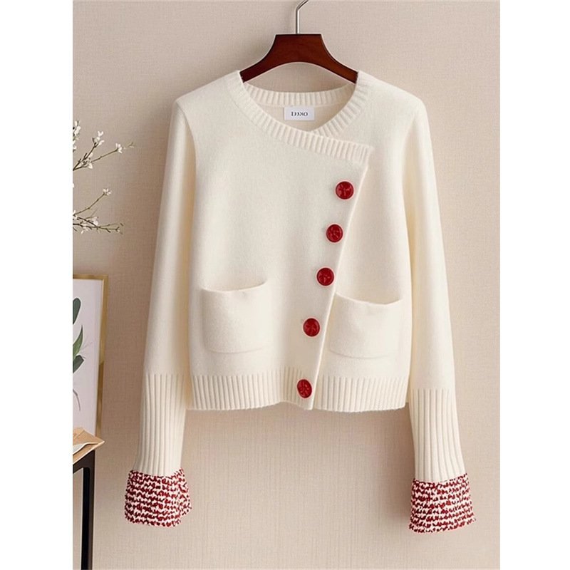 White Knitted Fabric Cardigan Sweater For Women - Image 4