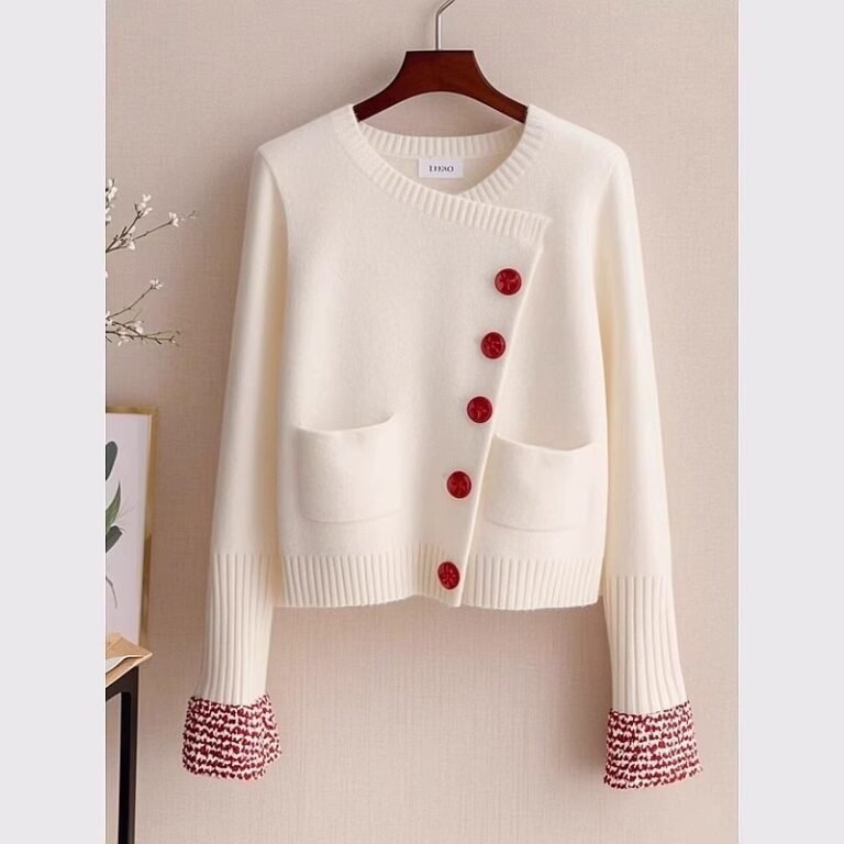 White Knitted Fabric Cardigan Sweater For Women - Image 5