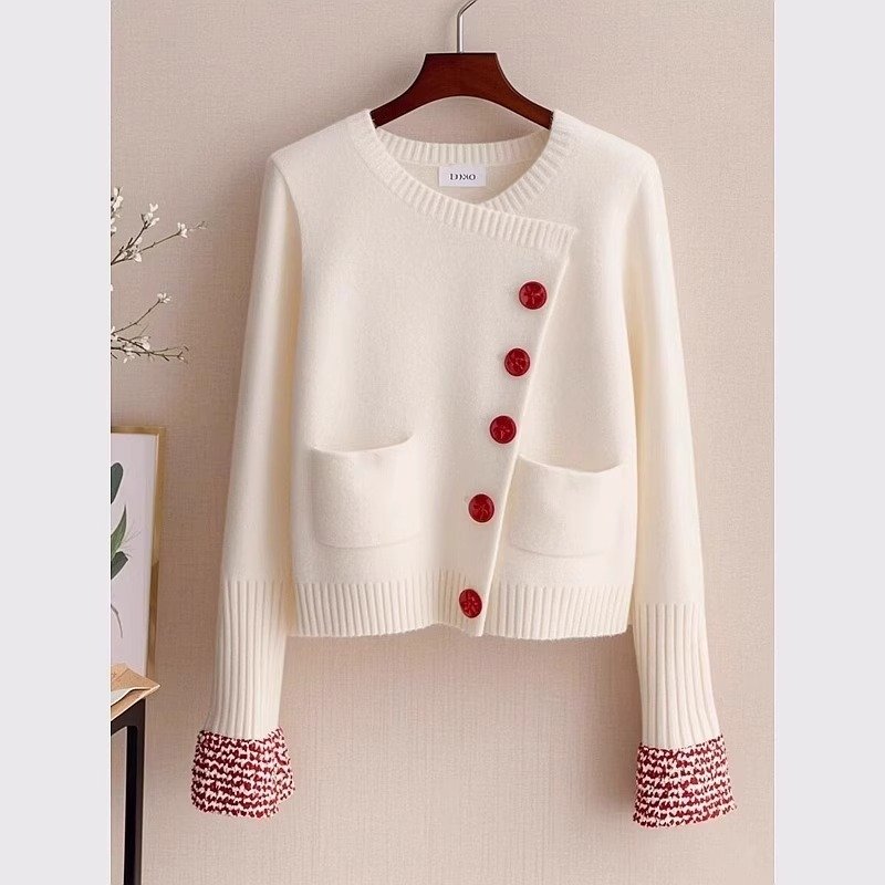 White Knitted Fabric Cardigan Sweater For Women - Image 5