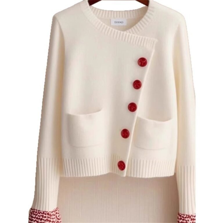 White Knitted Fabric Cardigan Sweater For Women - Image 2