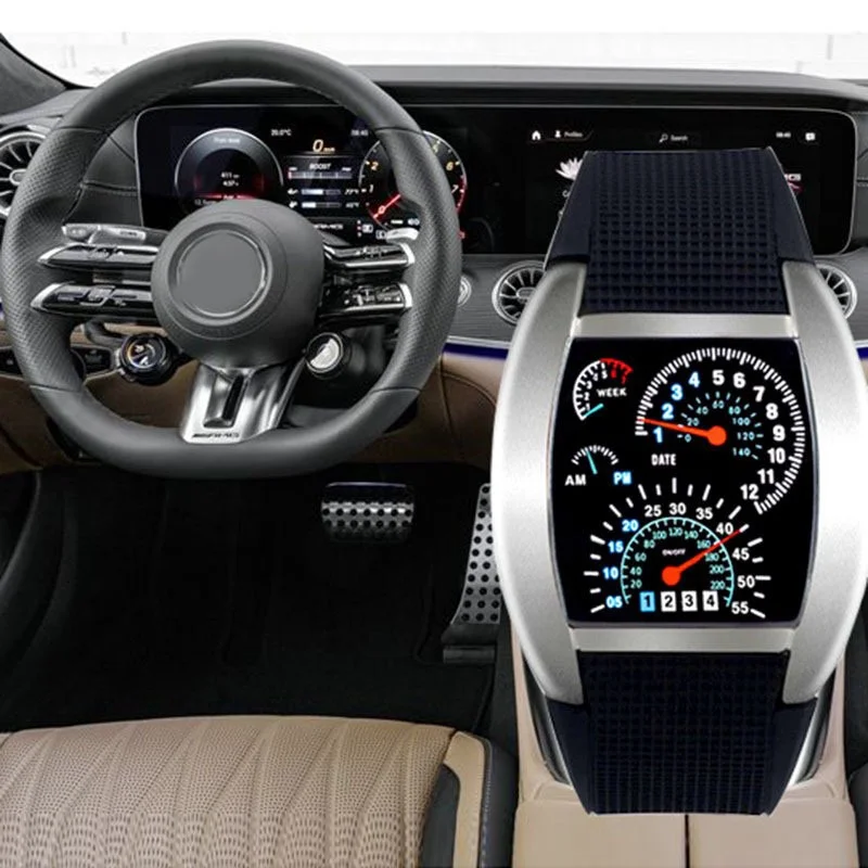 Racing dashboard electronic watch fashion sports aviation LED electronic watch men and women students personalised watch - Image 2