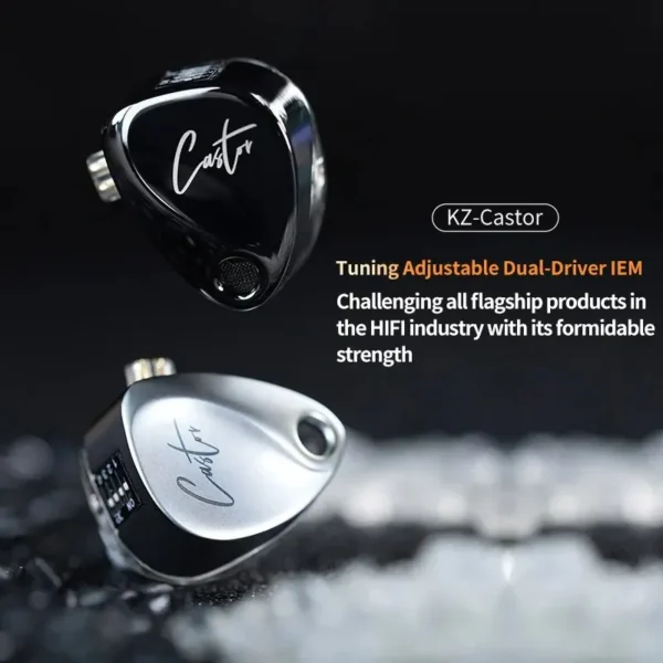 KZ Castor In Ear HiFi Earphone 2DD Dynamic High-end Tunable Balanced Armature Earphones Monitor Headphone Cancelling Earbuds - Image 6