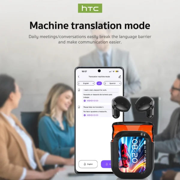 Translator HTC NE20 New Bluetooth 6.0 Wireless Headphones Translation Earphones IPX4 Waterproof Rating Long Battery Life - Image 5
