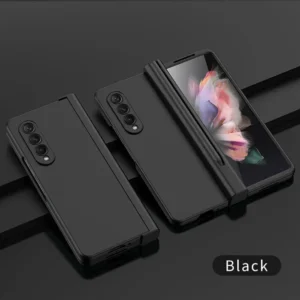 Samsung Galaxy Z Fold 7 6 5 4 3 5G With Slot Holder For S Pen Hinge Plastic Phone Case Cover With Front Screen Glass