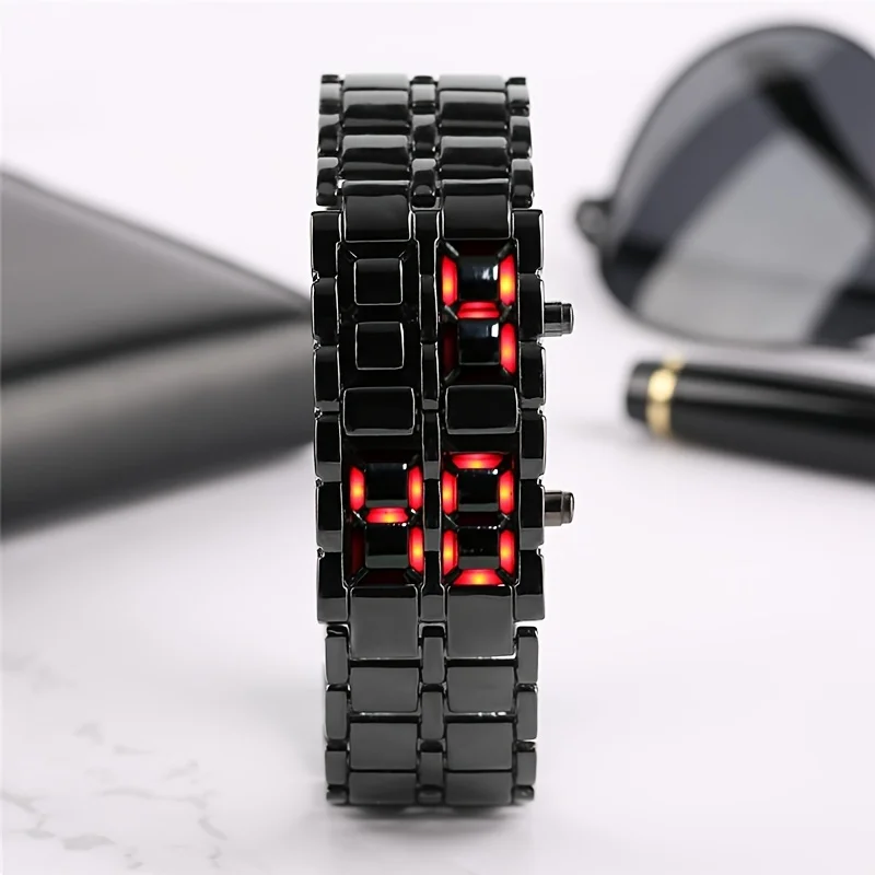 LED Display Electronic Watch Novelty Red Blue LED Lava Digital Wristwatch For Women Men - Image 2