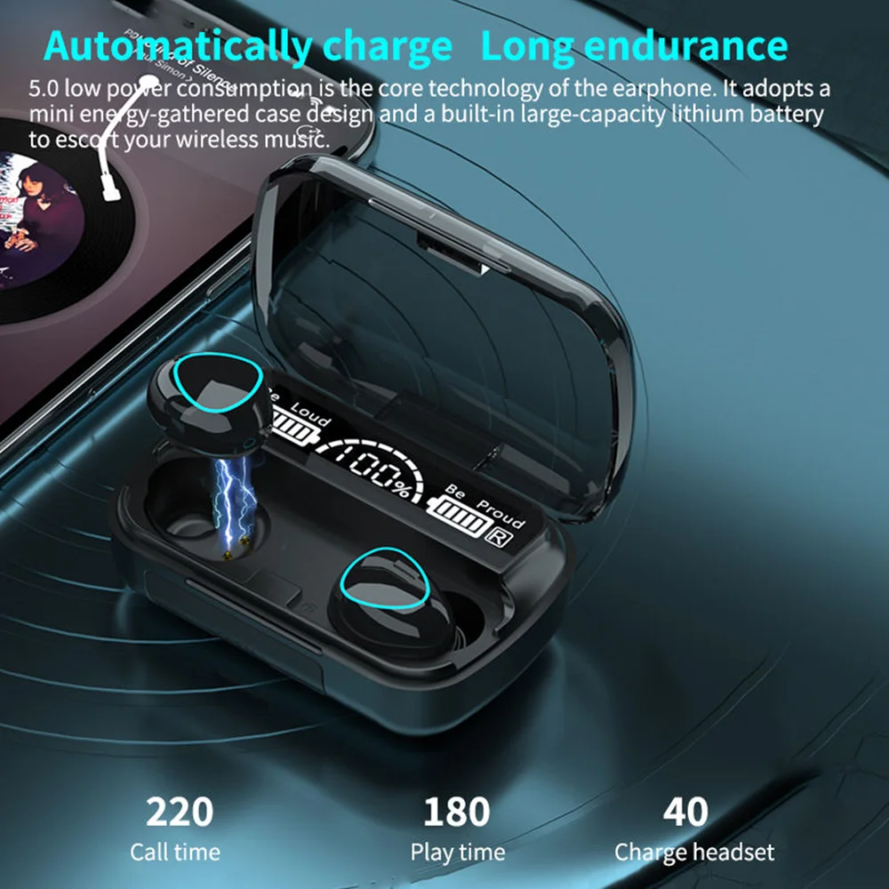 New Arrival M10 Earphone Wireless Headset High Quality Perfect Sound Earbuds Sports Game Music BT Headphone with Power Bank - Image 3