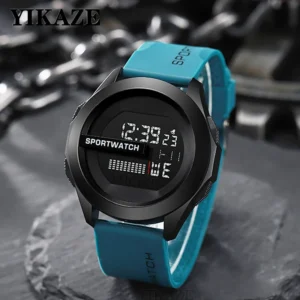 YIKAZE Men Sport LED Watches Top Brand Men Digital Clock Multi-Functional Rubber Man Fitnes Athlete Timekeeping Electronic Watch